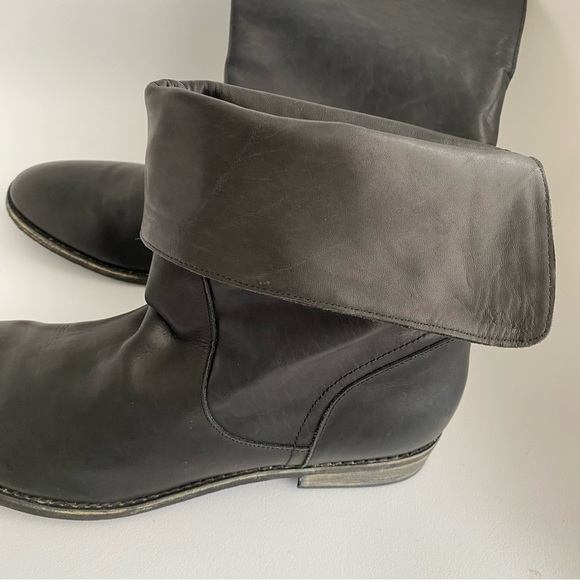 NWOB Charcoal Genuine Leather Riding Combat Flat Boots NYC Designers Handmade - Picture 10 of 16